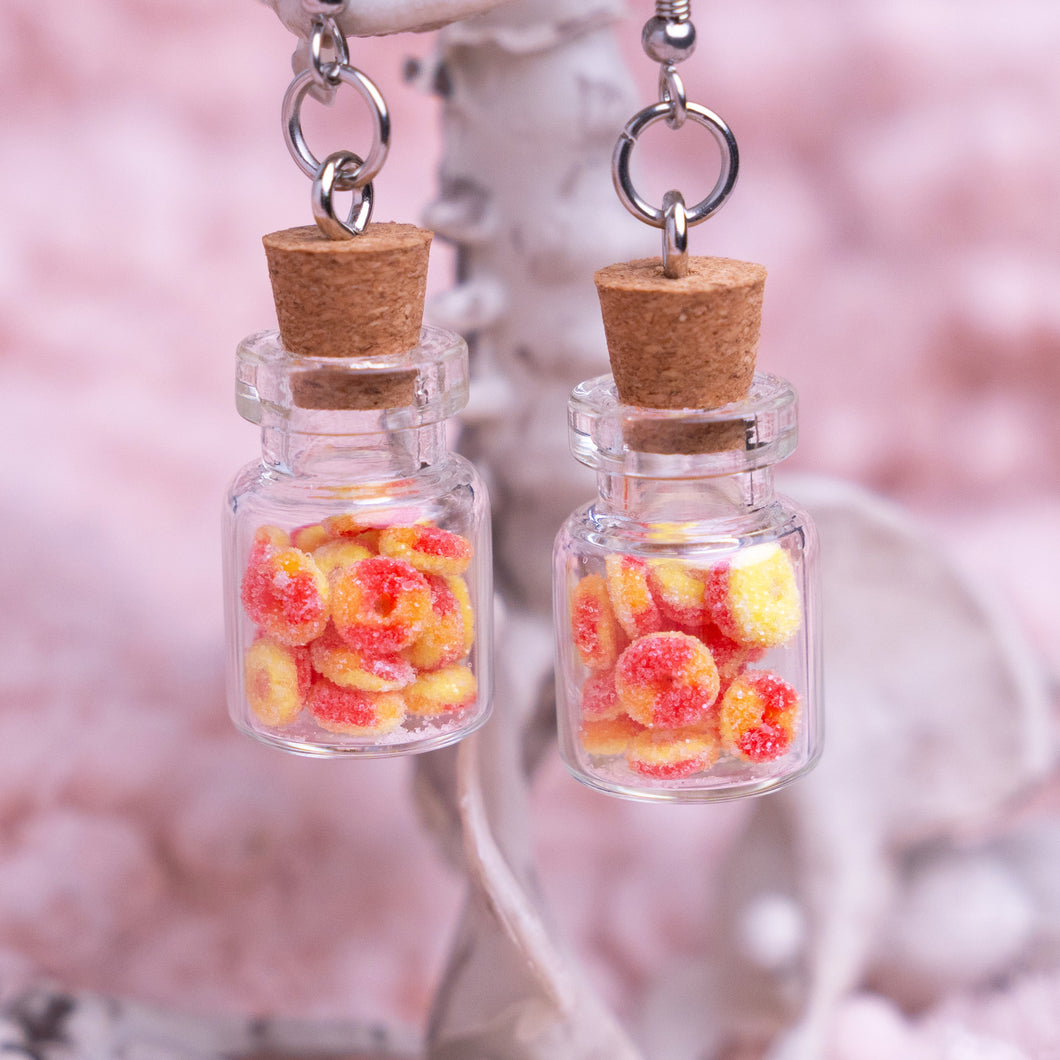 Peach Rings Jar Earrings