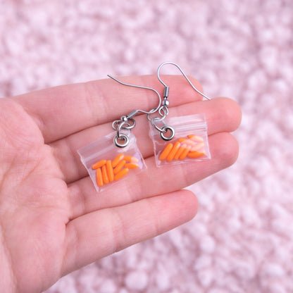 Baby Carrot Snack Bag Earrings
